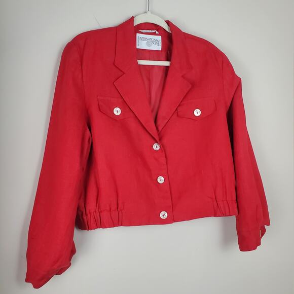 Vintage INTERNATIONAL SCENE Red Cropped Jacket | Size 10 - Picture 3 of 13